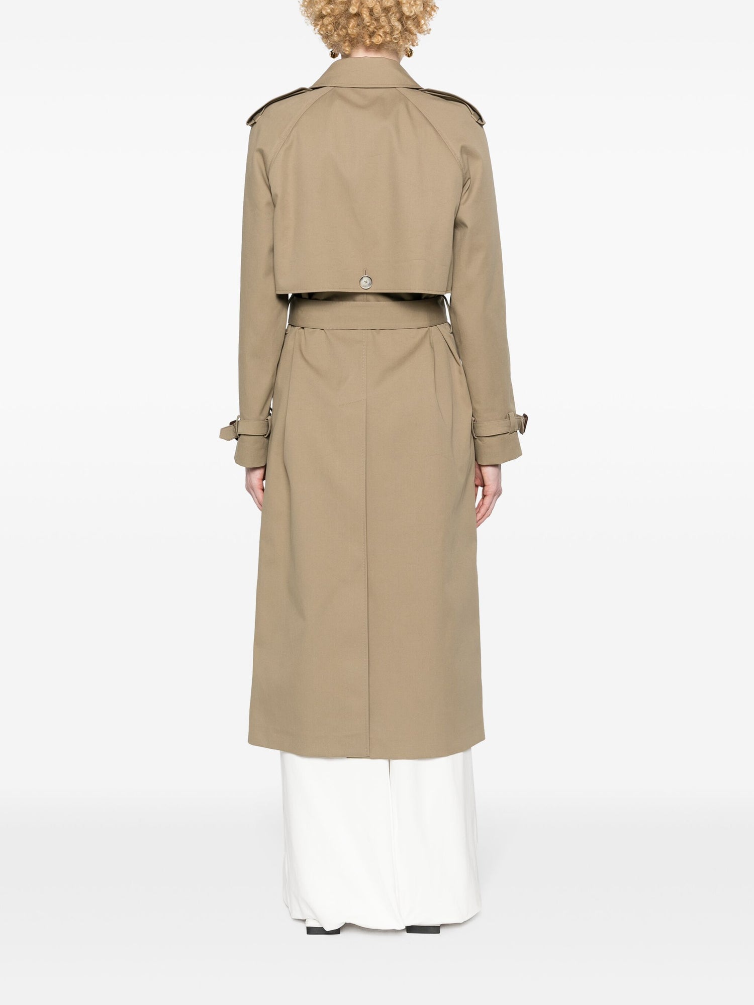 Straight organic cotton trench, olive beige