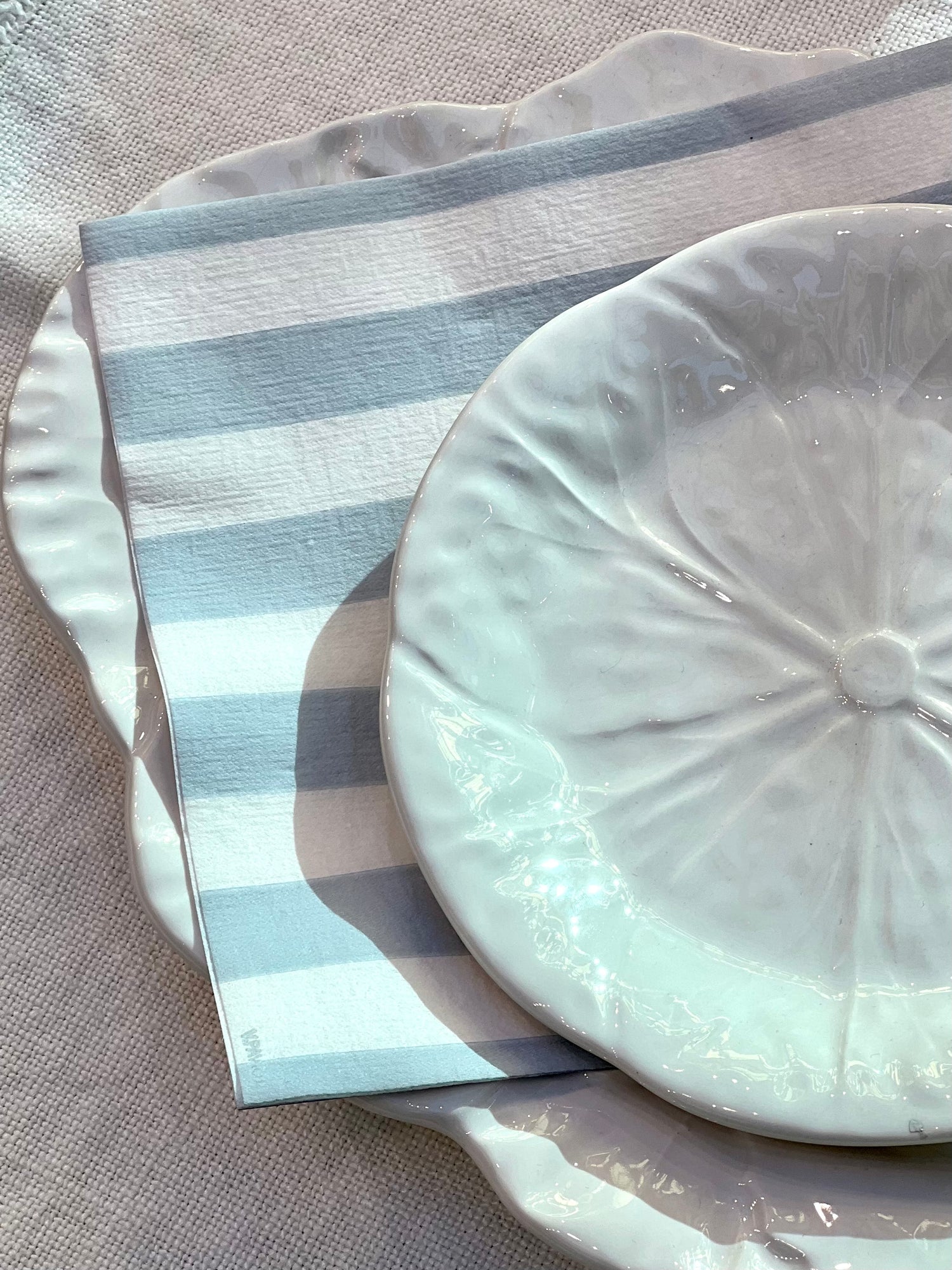 Striped dinner napkin, light blue (40 x 40cm)