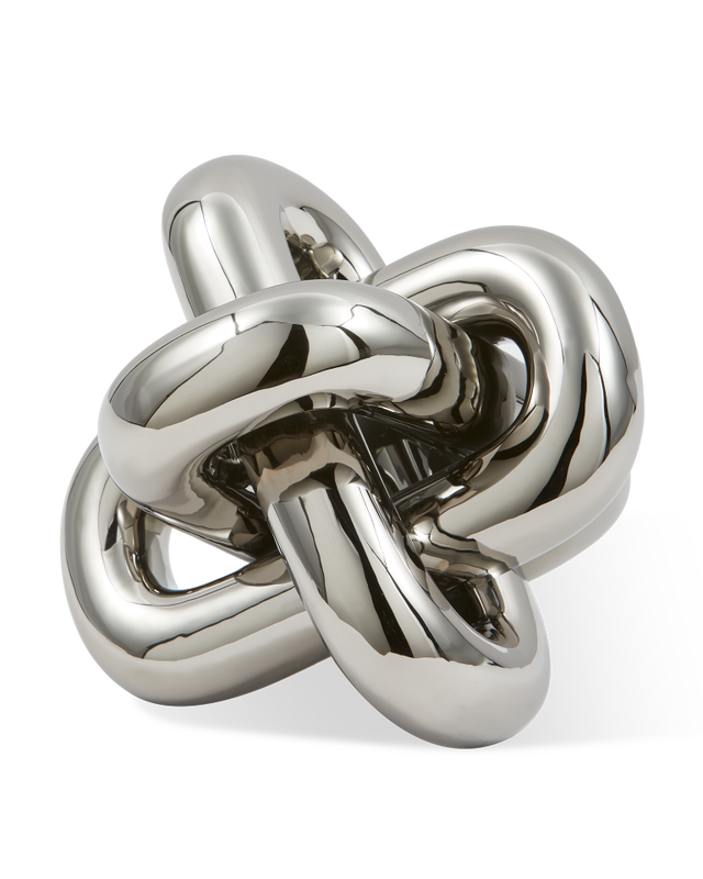 Moving chain art object, metal silver