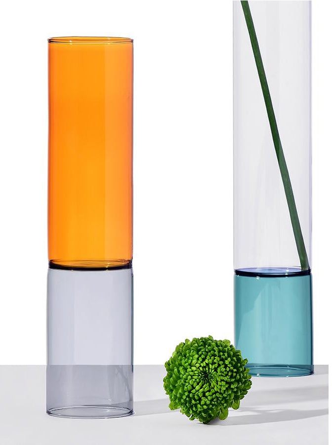 Bamboo Grove duotone medium vase, smoke/amber (30 cm)