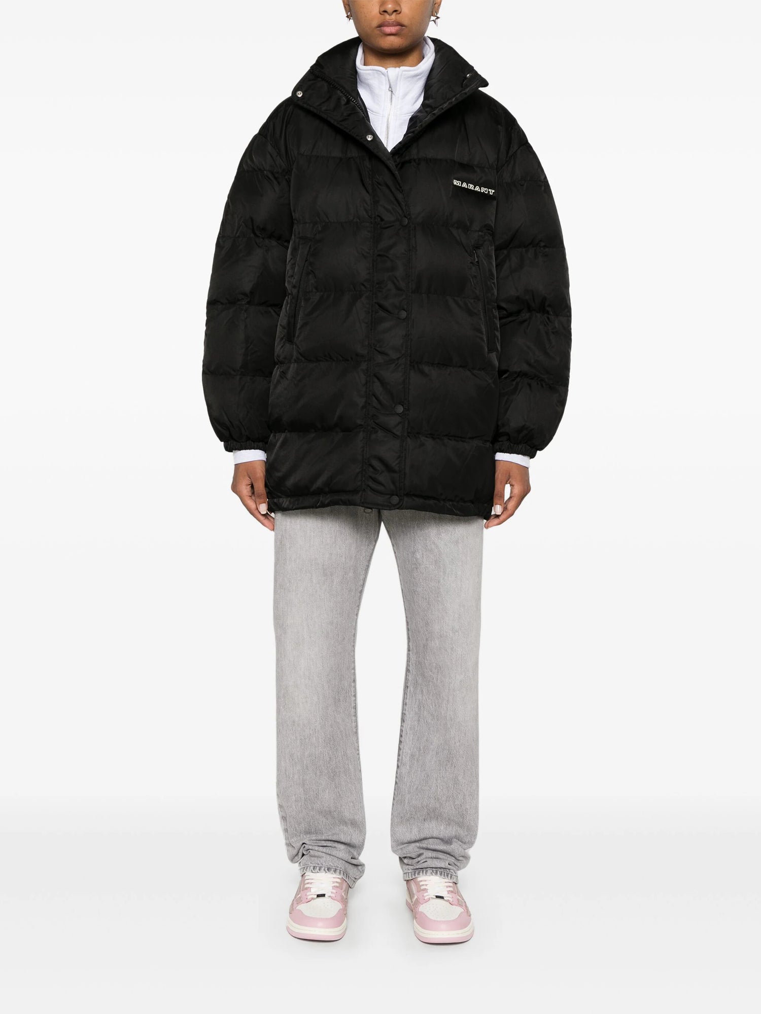 Belize satiny puff jacket, black