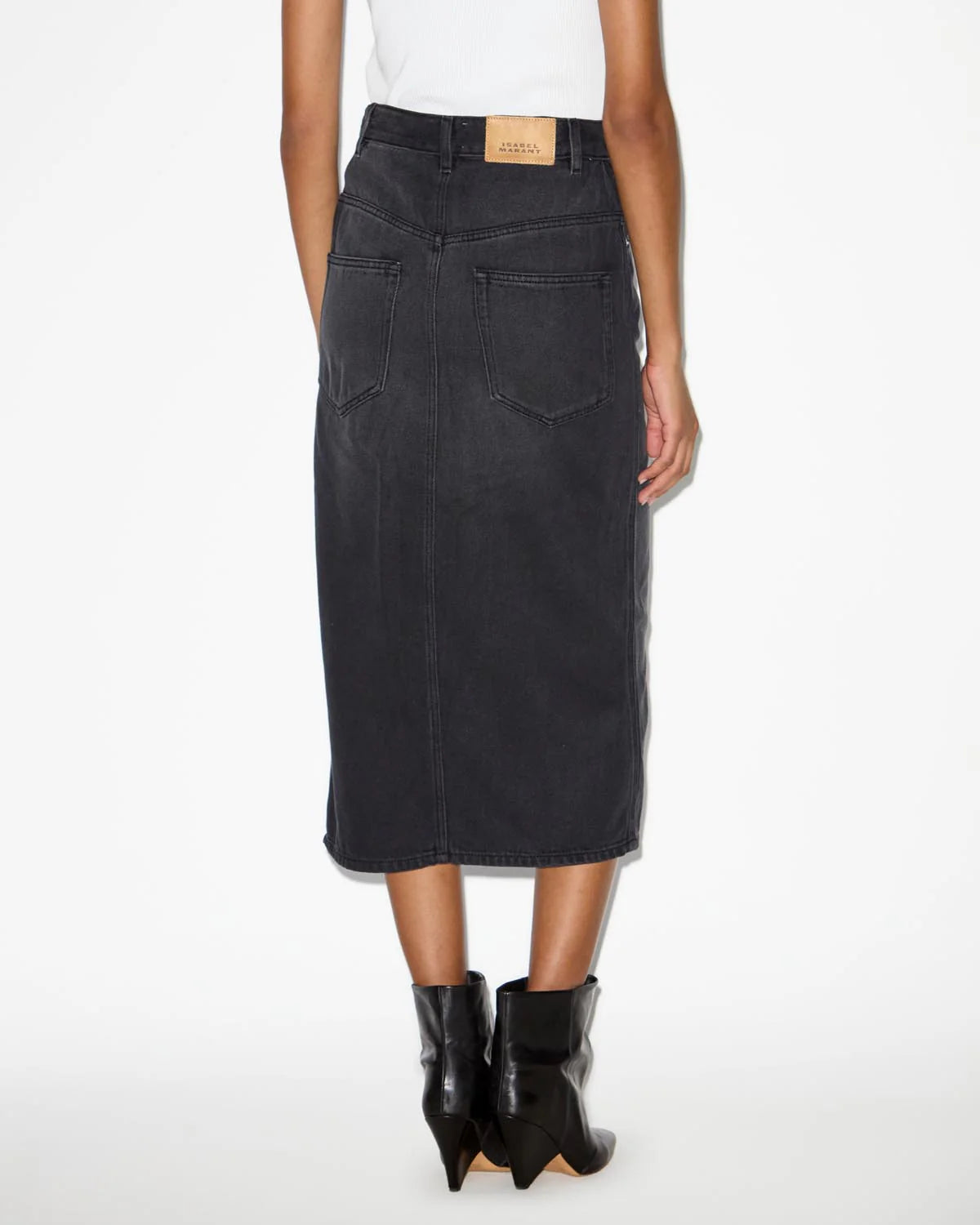 Tilauria fluid denim skirt, faded black