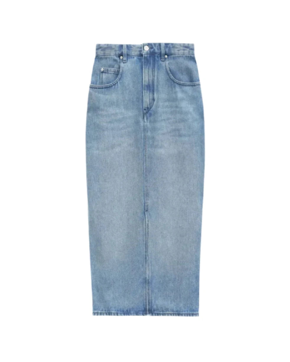 Tilauria fluid denim skirt, light blue