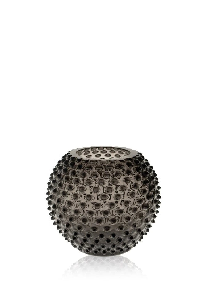 Hobnail vase, black smoke (18 cm)