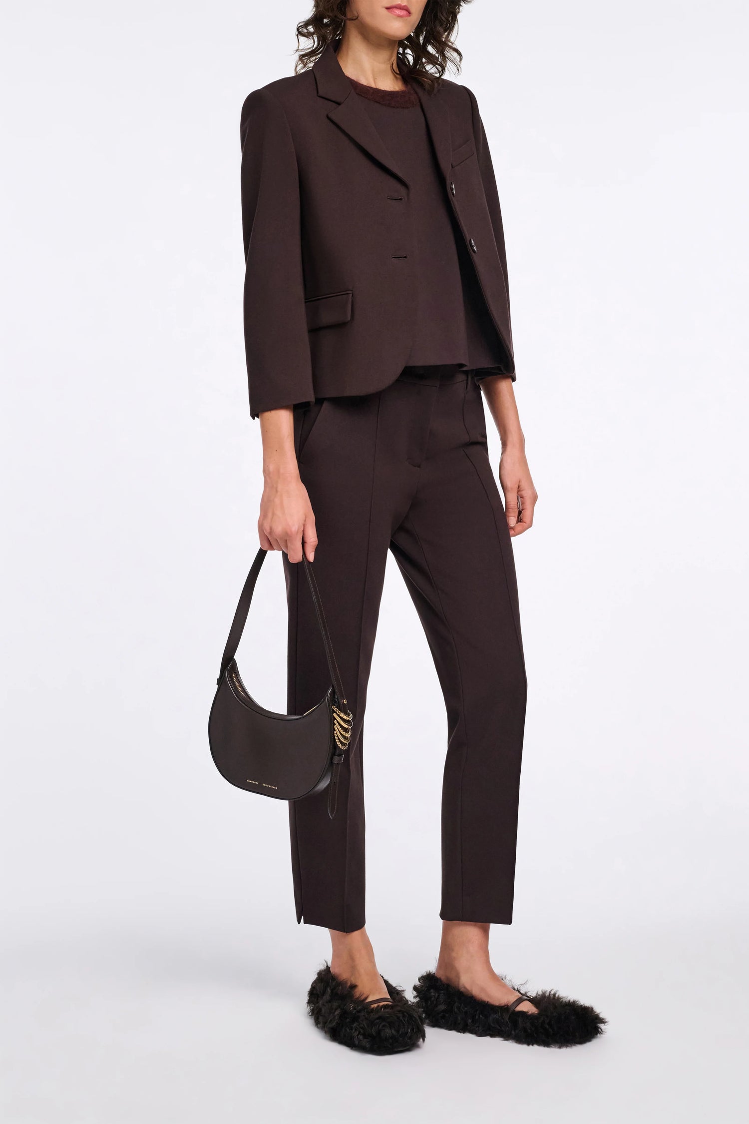 Emotional essence cropped blazer, dark chocolate