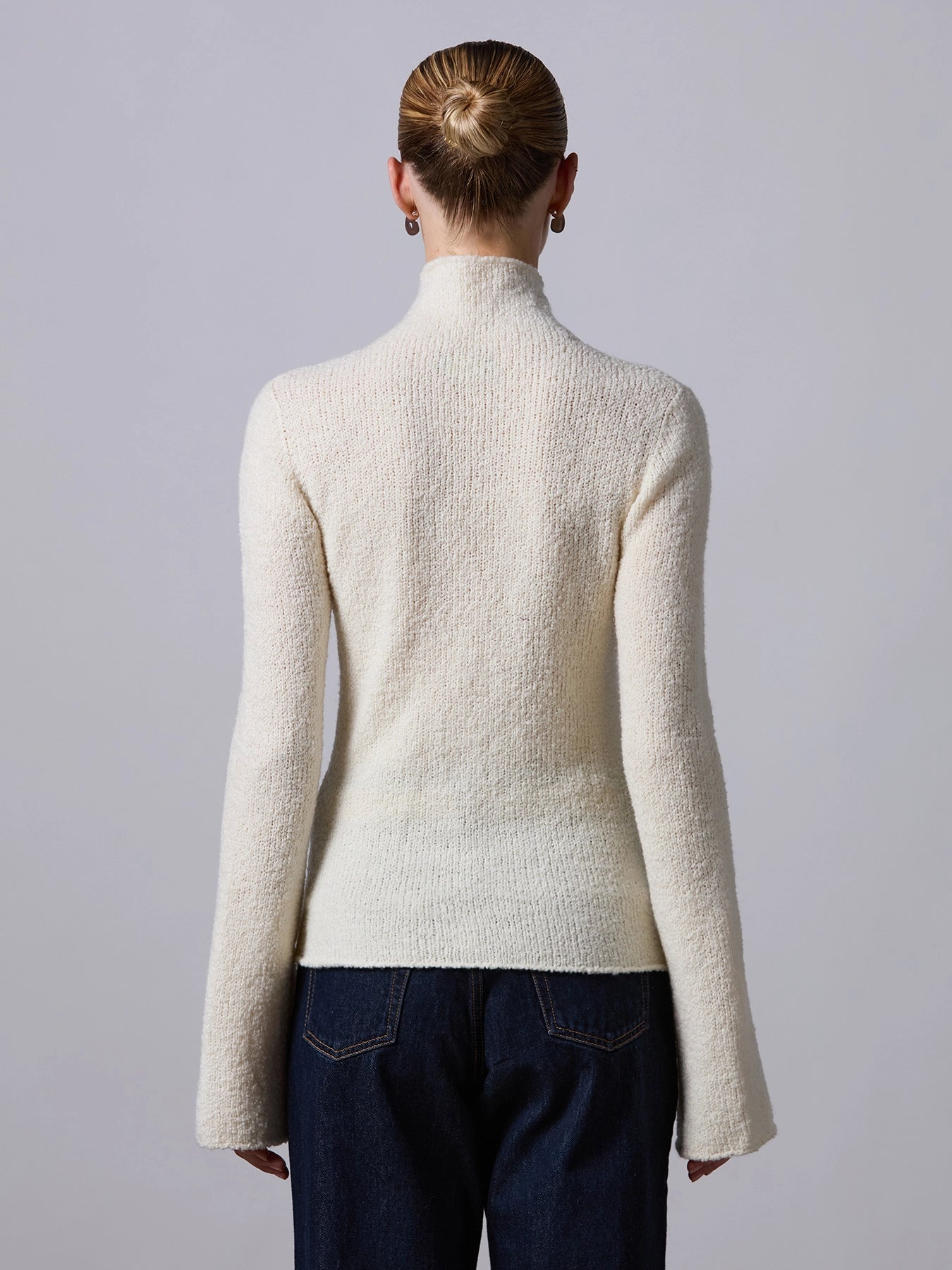 Bouclé turtleneck, ivory