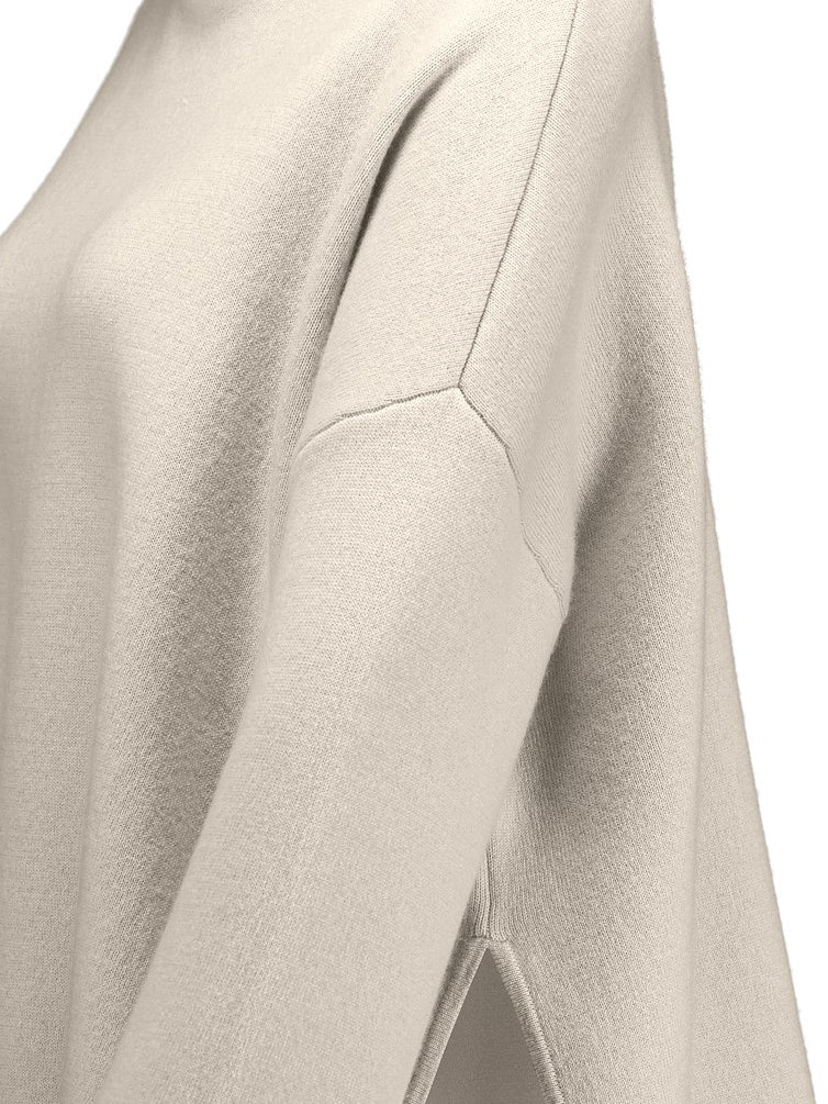 Cashemere-wool mockneck sweater, cream