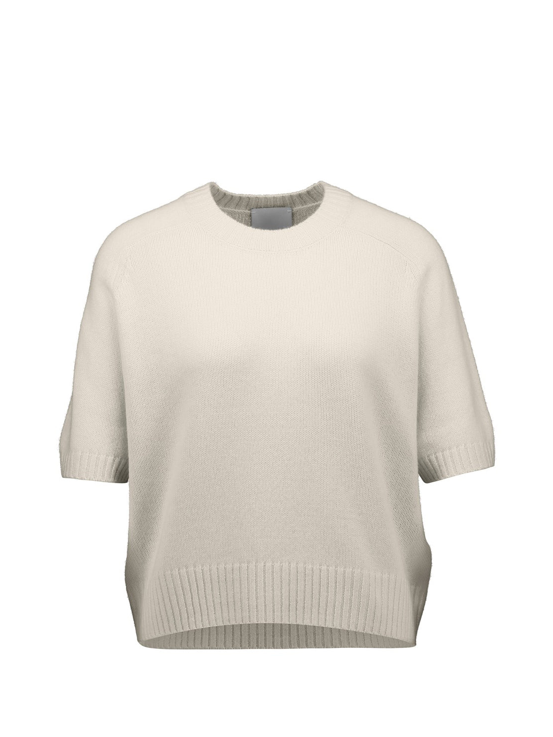 Short sleeve cashmere sweater, off-white