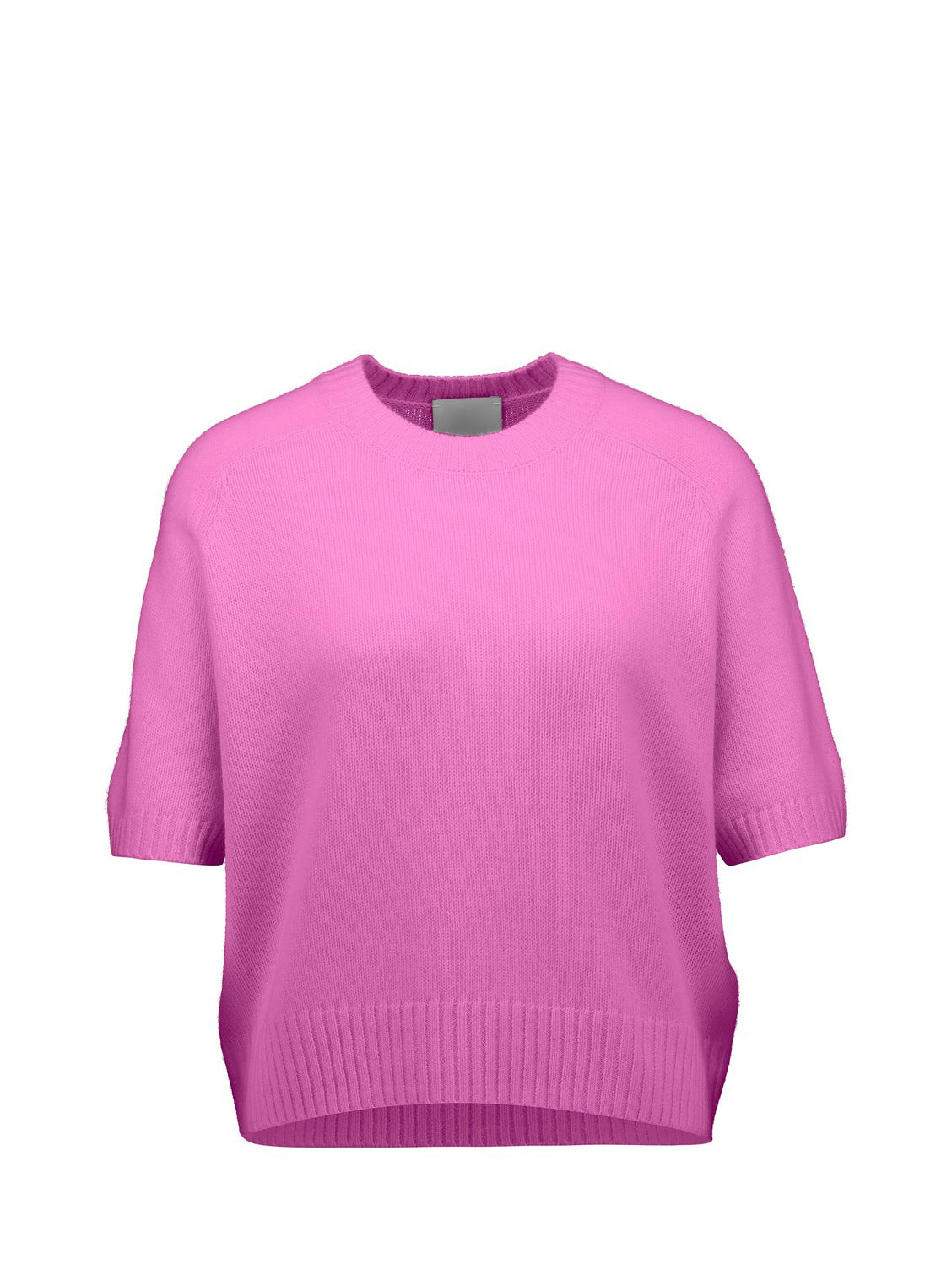 Short sleeve cashmere sweater, hot pink