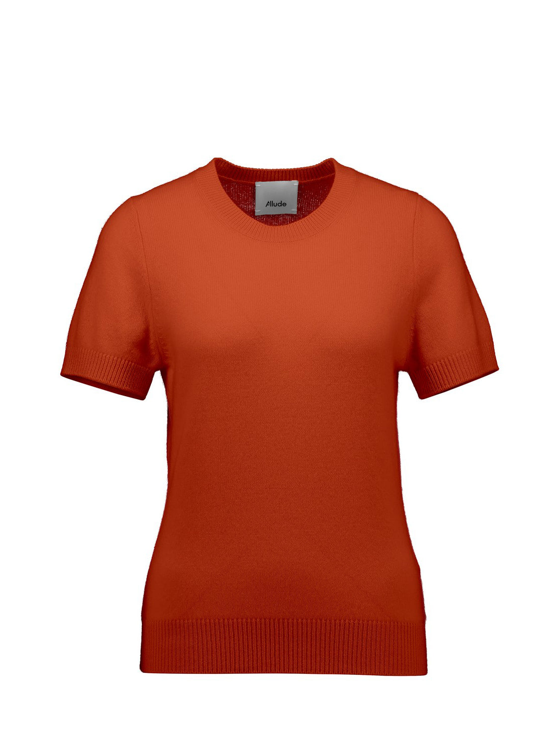 Fitted short-sleeved cashmere sweater, orange