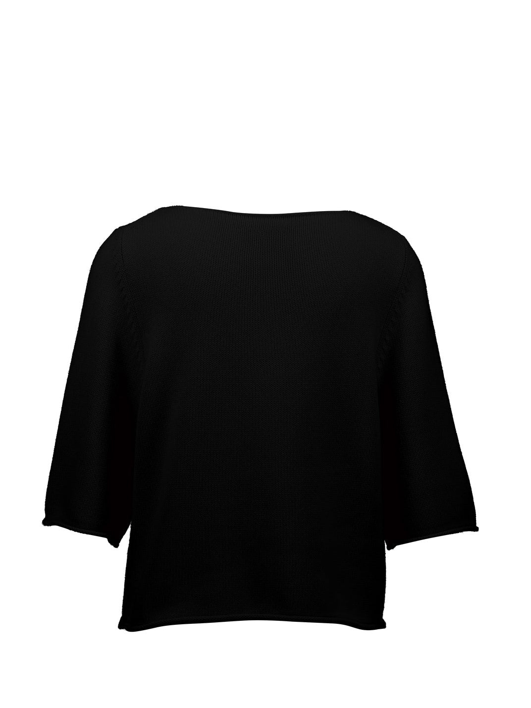Boatneck knitted cotton-cashmere sweater 1/2 sleeve, black