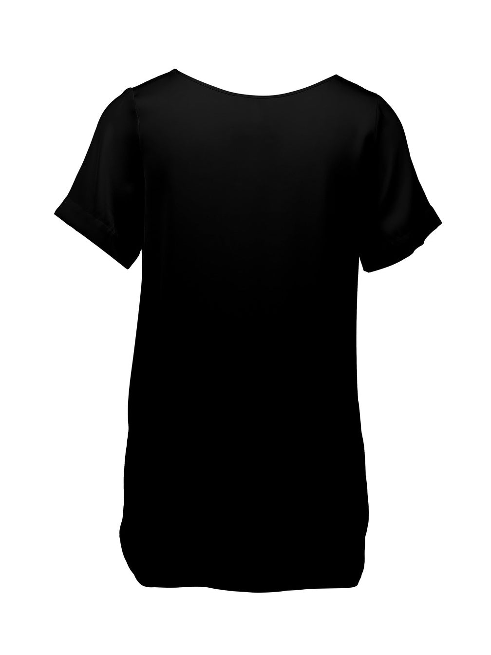 Long short-sleeved silk top, black