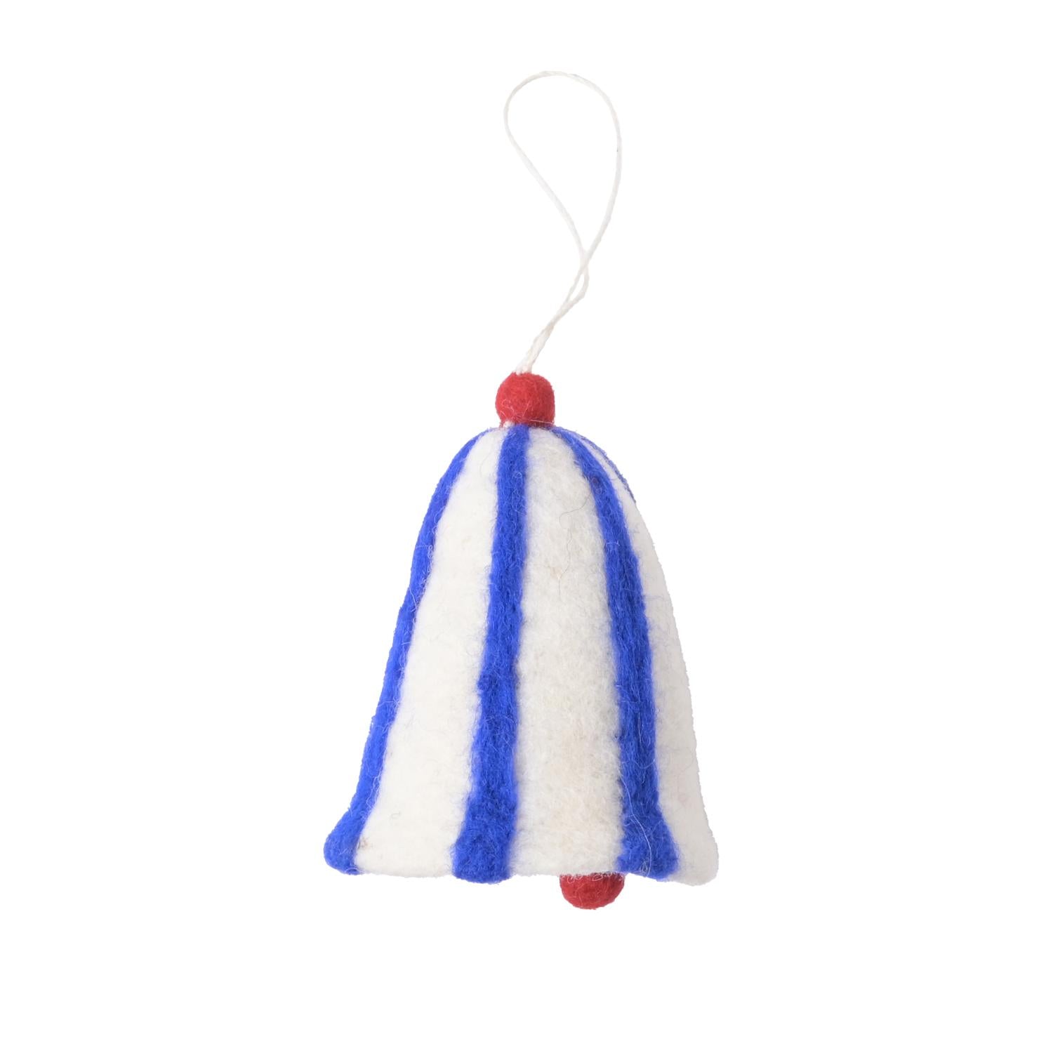 Bell woollen hanging ornament, blue
