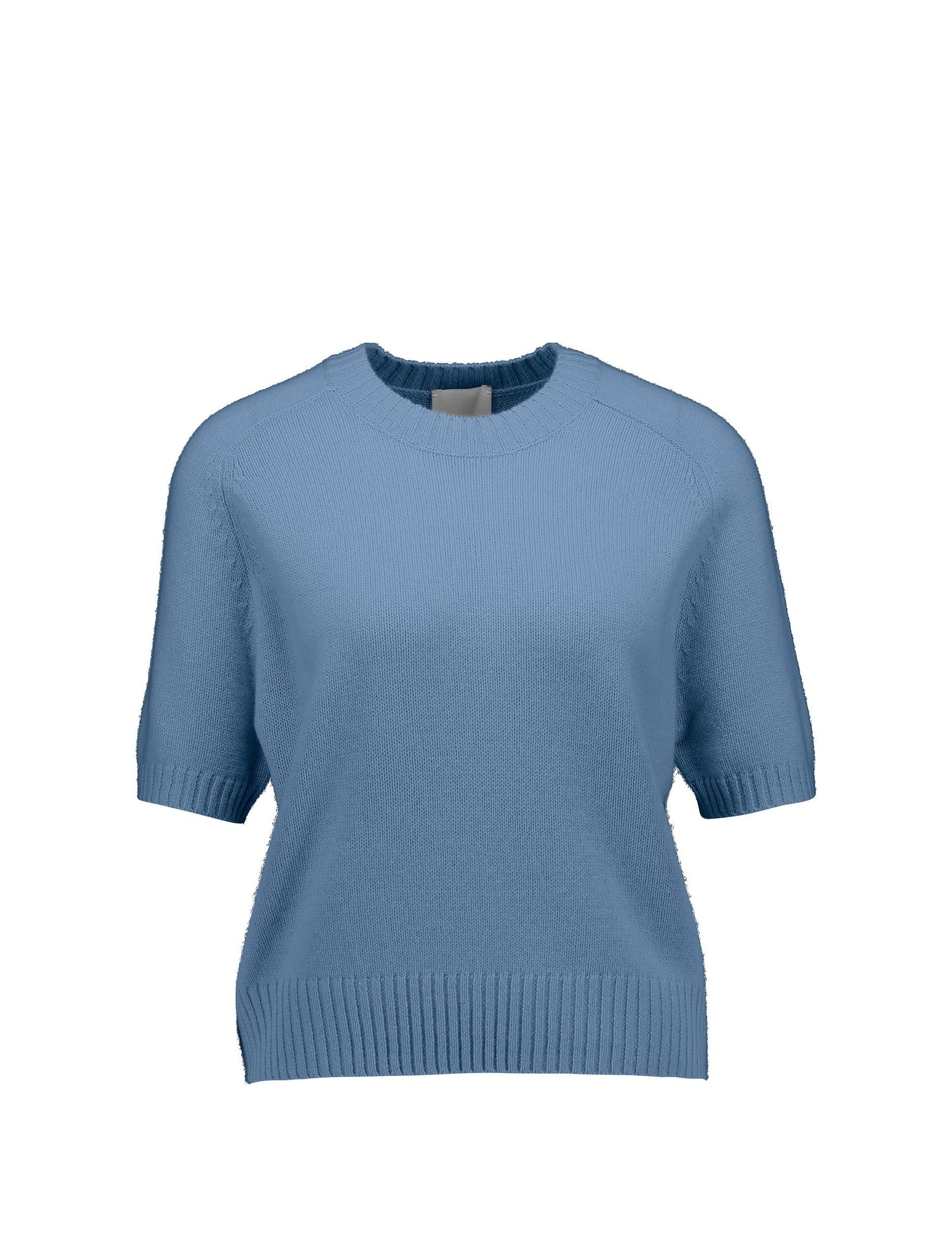 Cashmere short sleeve pullover, light blue