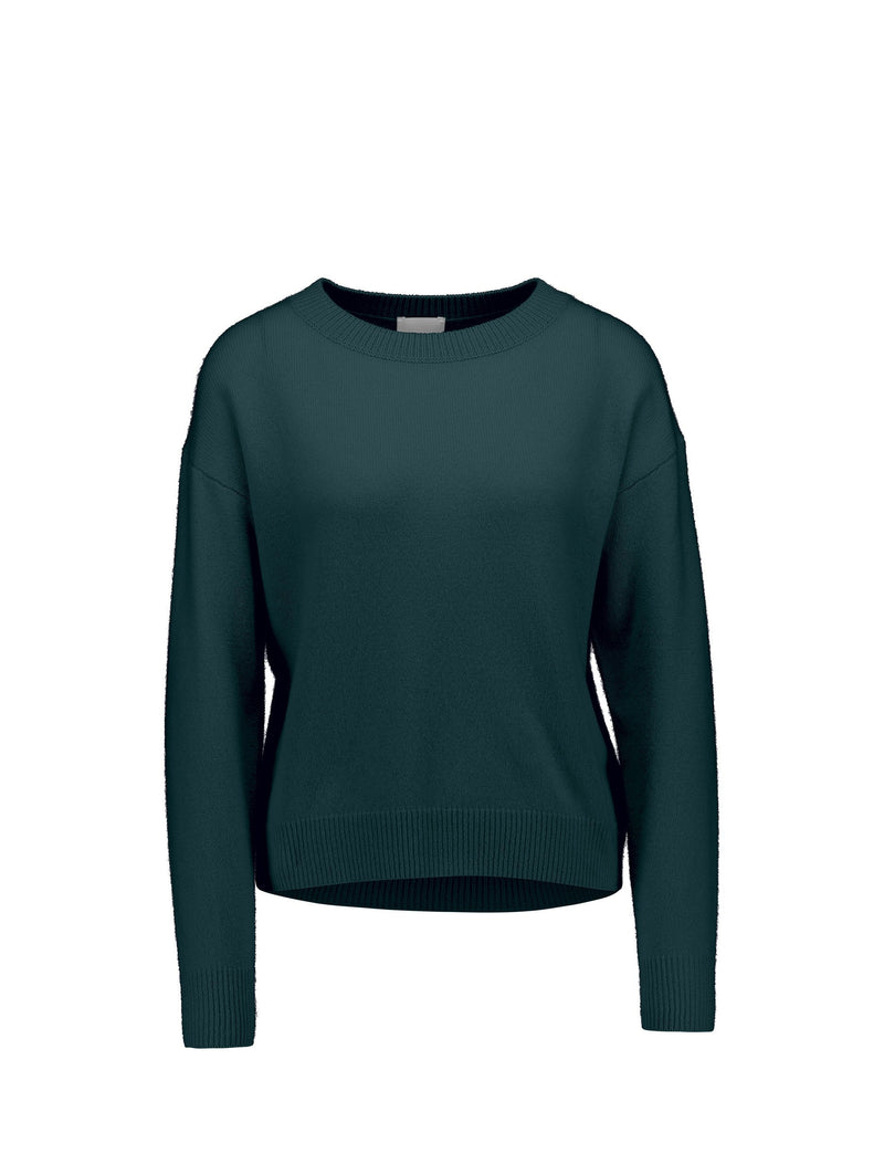 Boatneck cashmere sweater, petrol