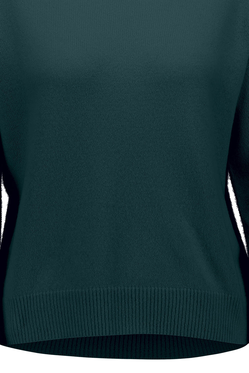 Boatneck cashmere sweater, petrol