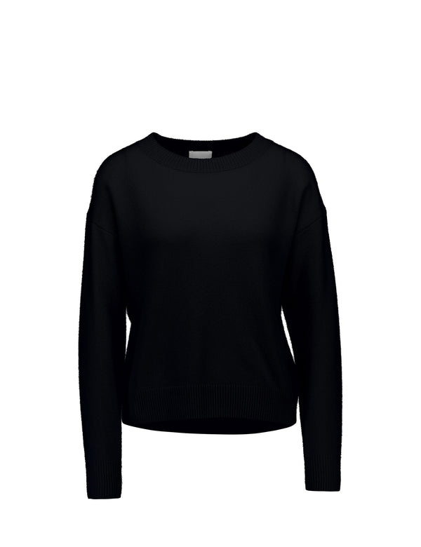 Boatneck cashmere sweater, black