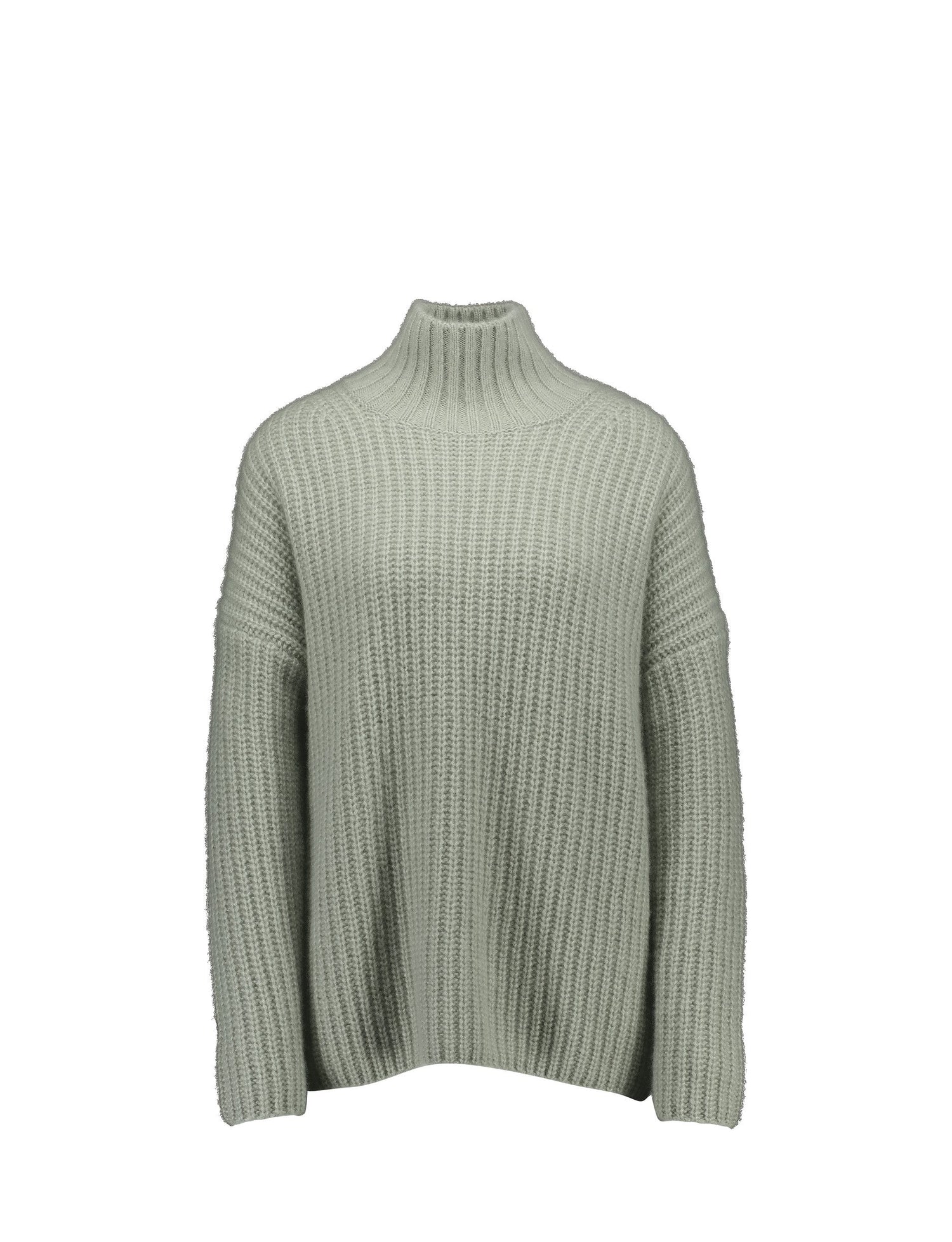Mockneck sweater 1/1, light sage