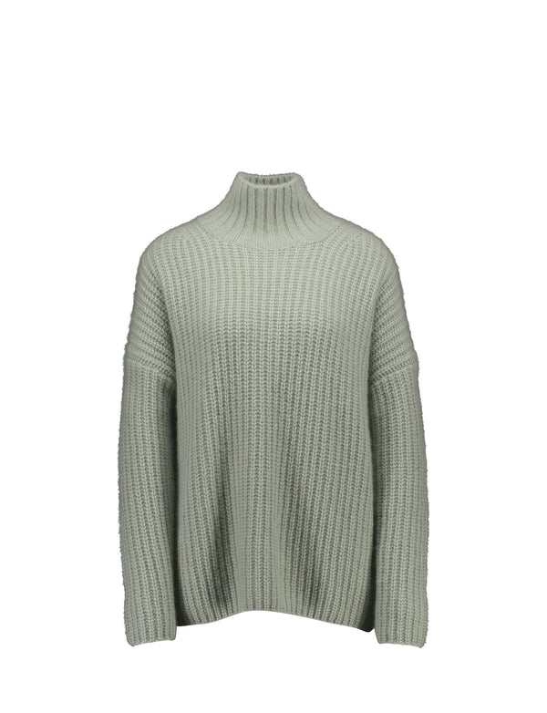 Mockneck sweater 1/1, light sage