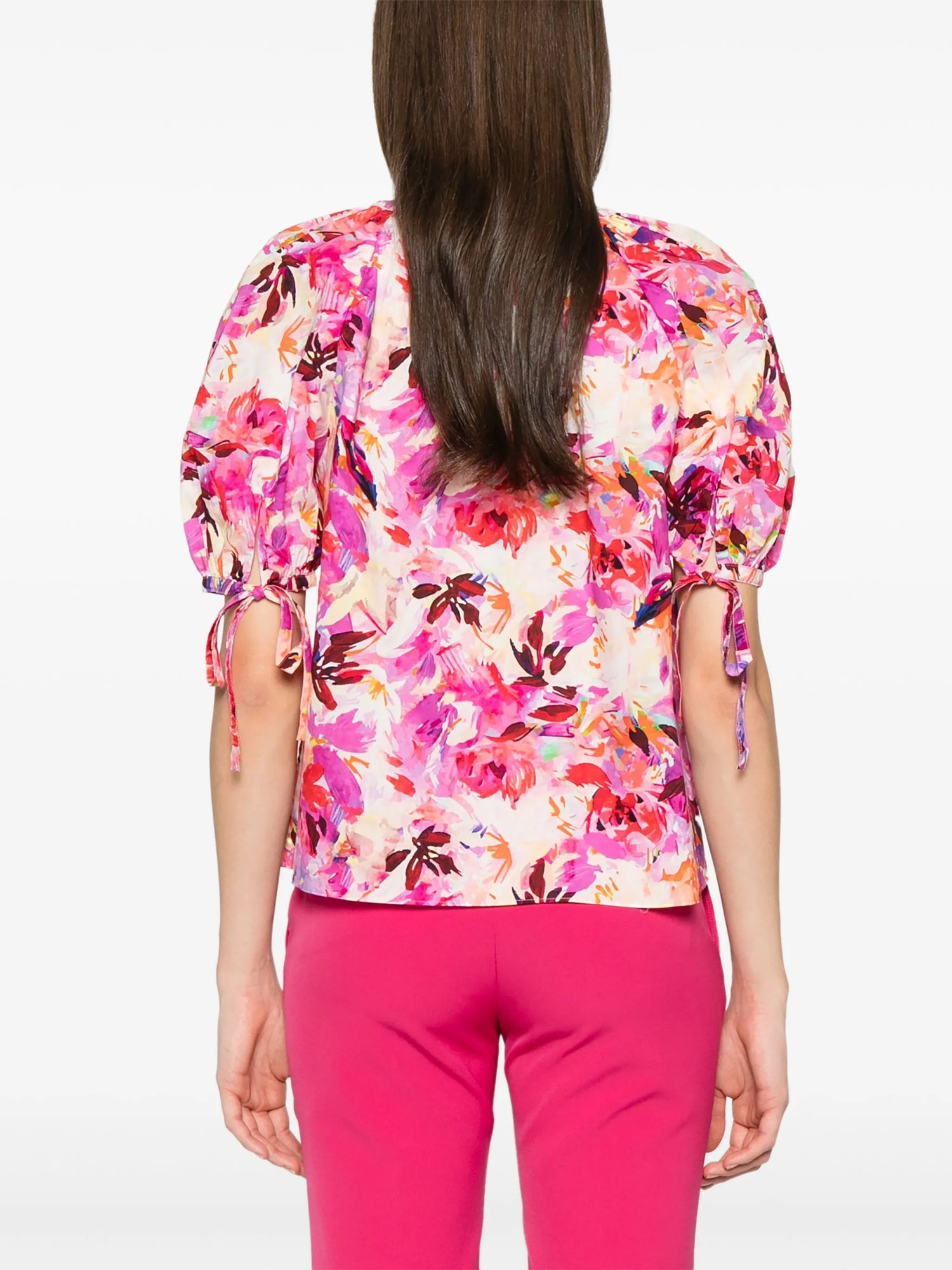 Vienne Blouse, azalea brushstroke floral print