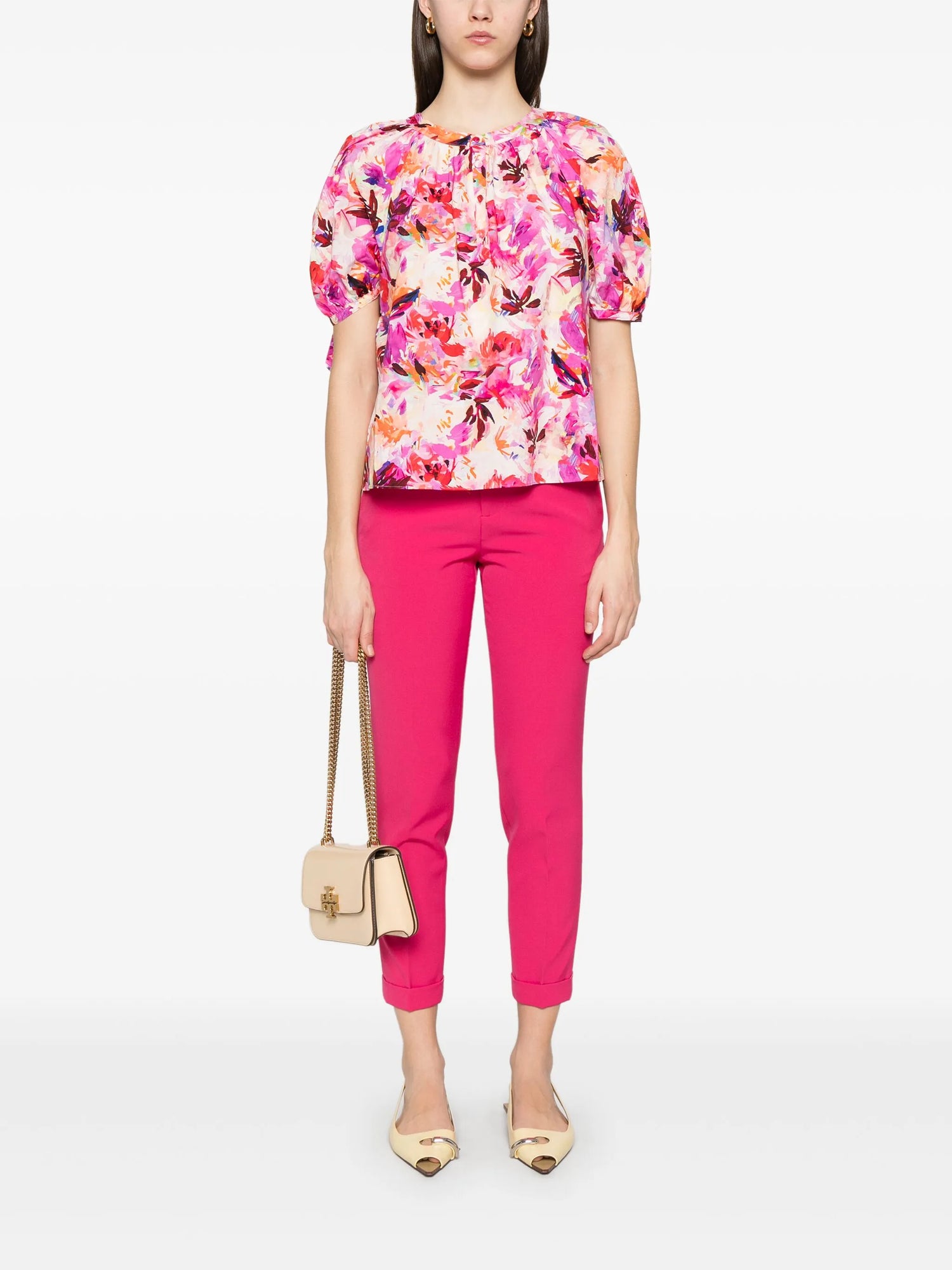 Vienne Blouse, azalea brushstroke floral print