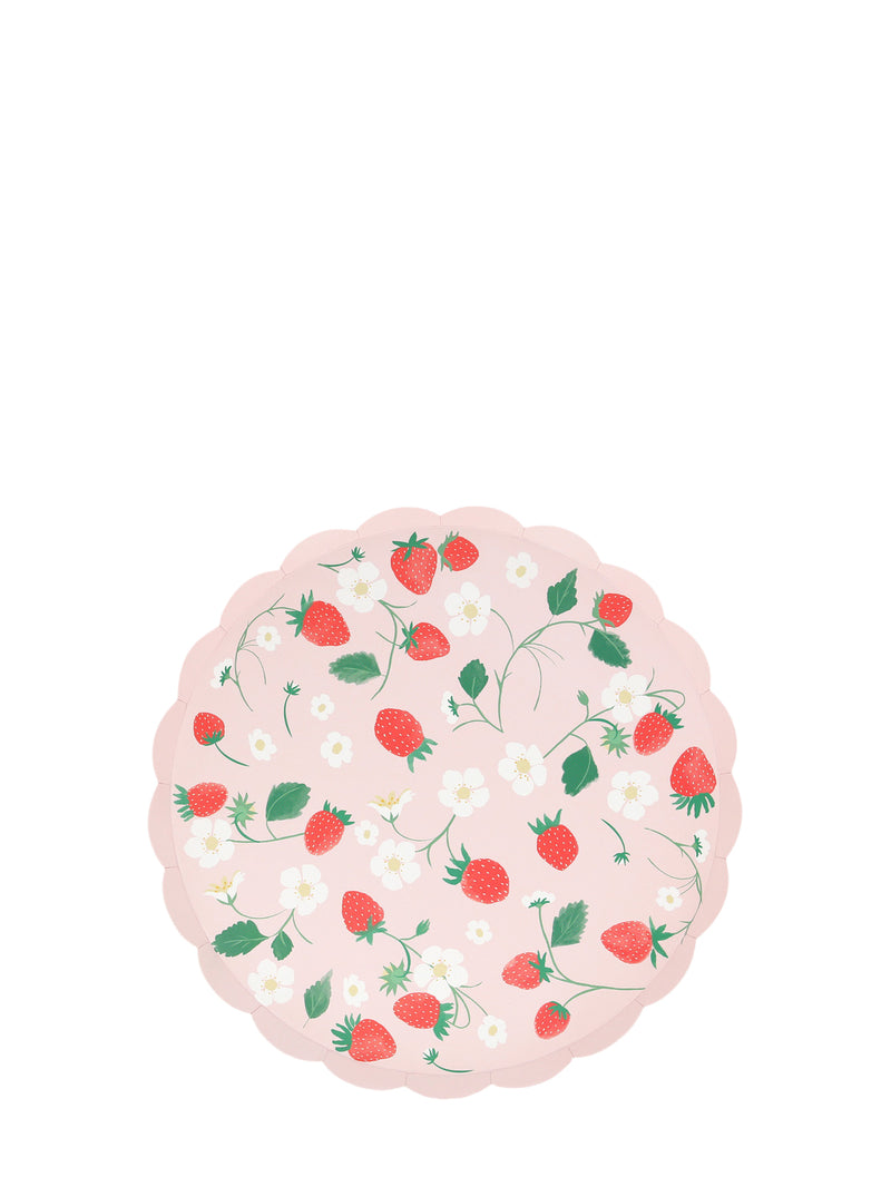 Strawberries dinner paper plates, set of 8