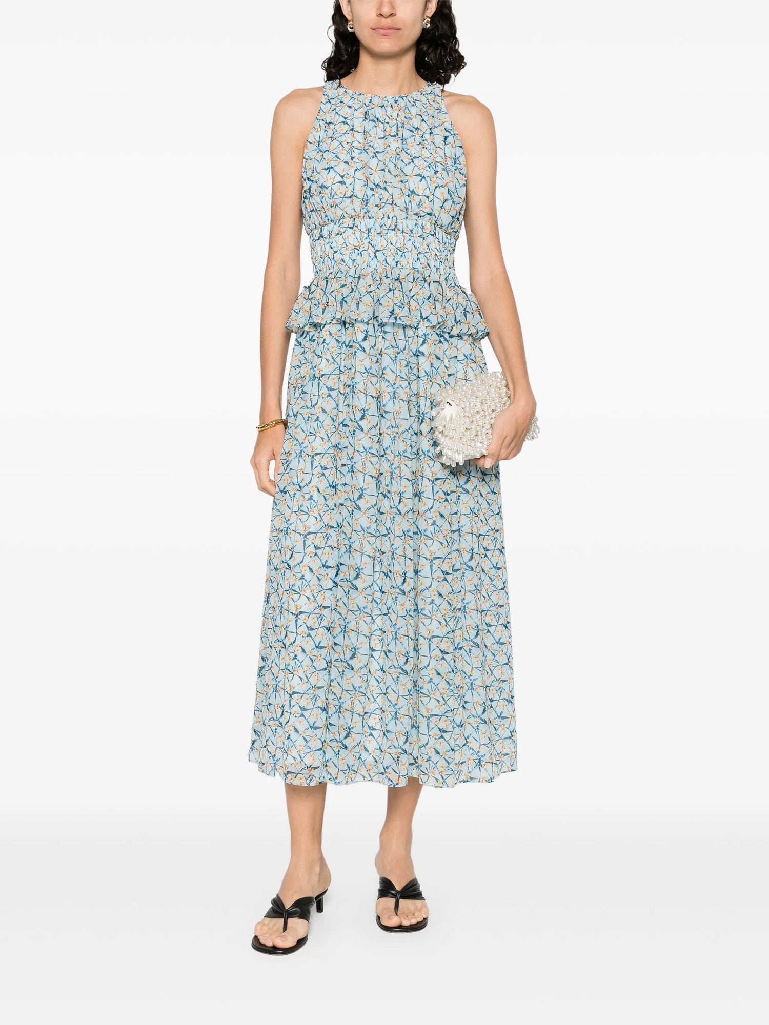 Adeline Dress, idalia mini floral shibori print