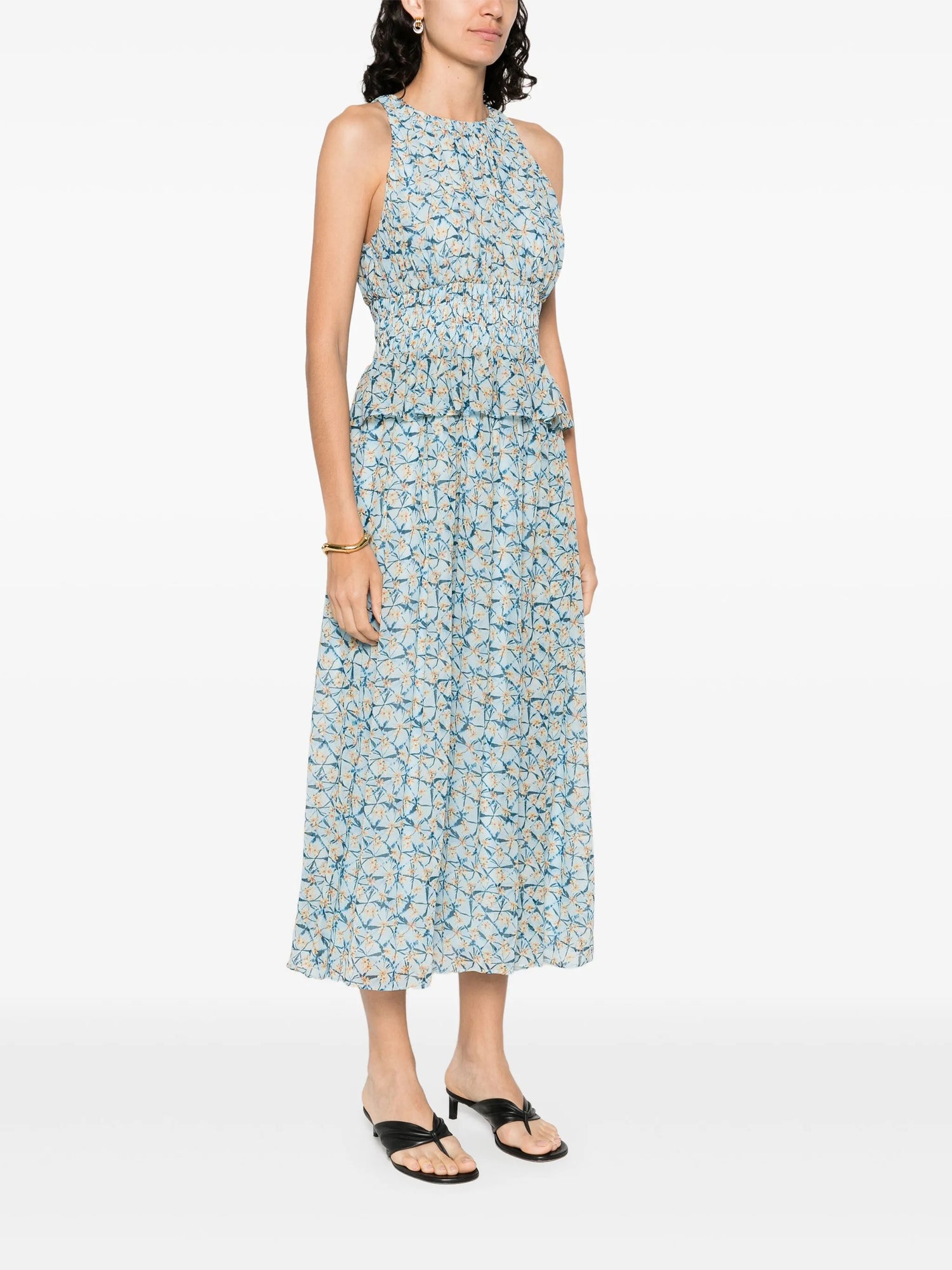 Adeline Dress, idalia mini floral shibori print