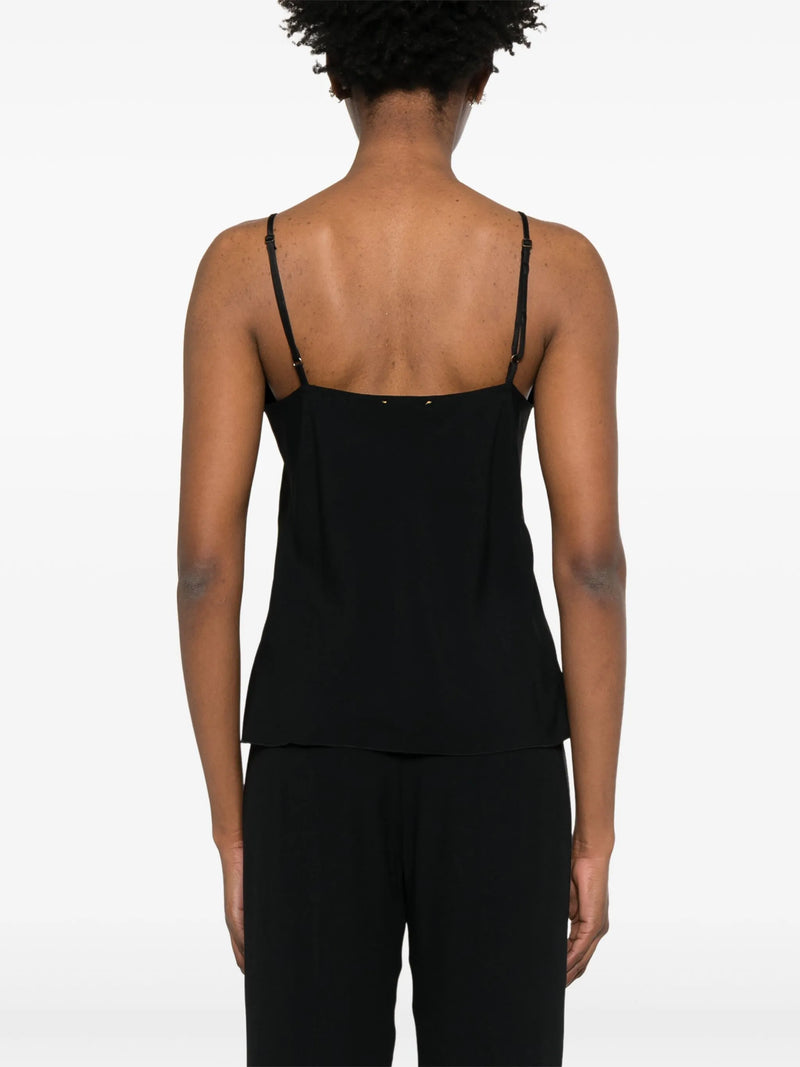 Shiny anvers satin strap top, black