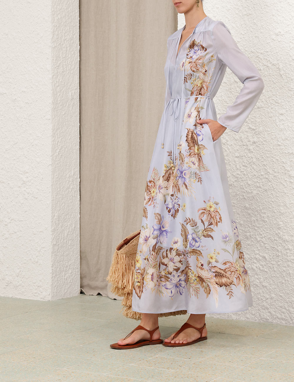 Coco Billow Maxi Dress, powder blue multi floral print