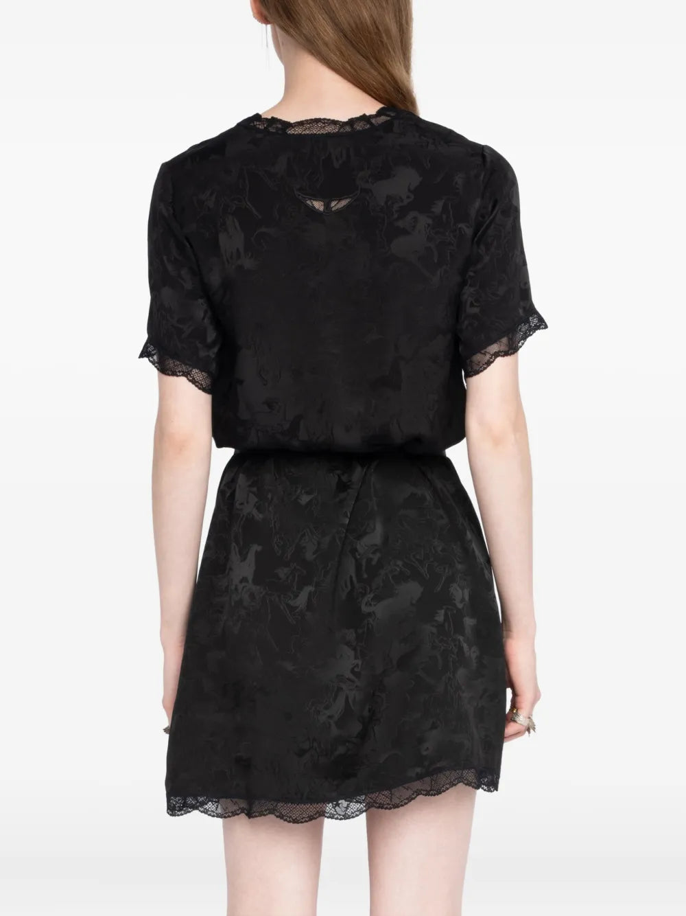 Rerzo jacquard dress, black horse print