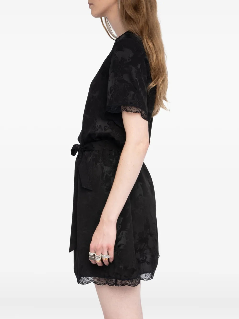 Rerzo jacquard dress, black horse print