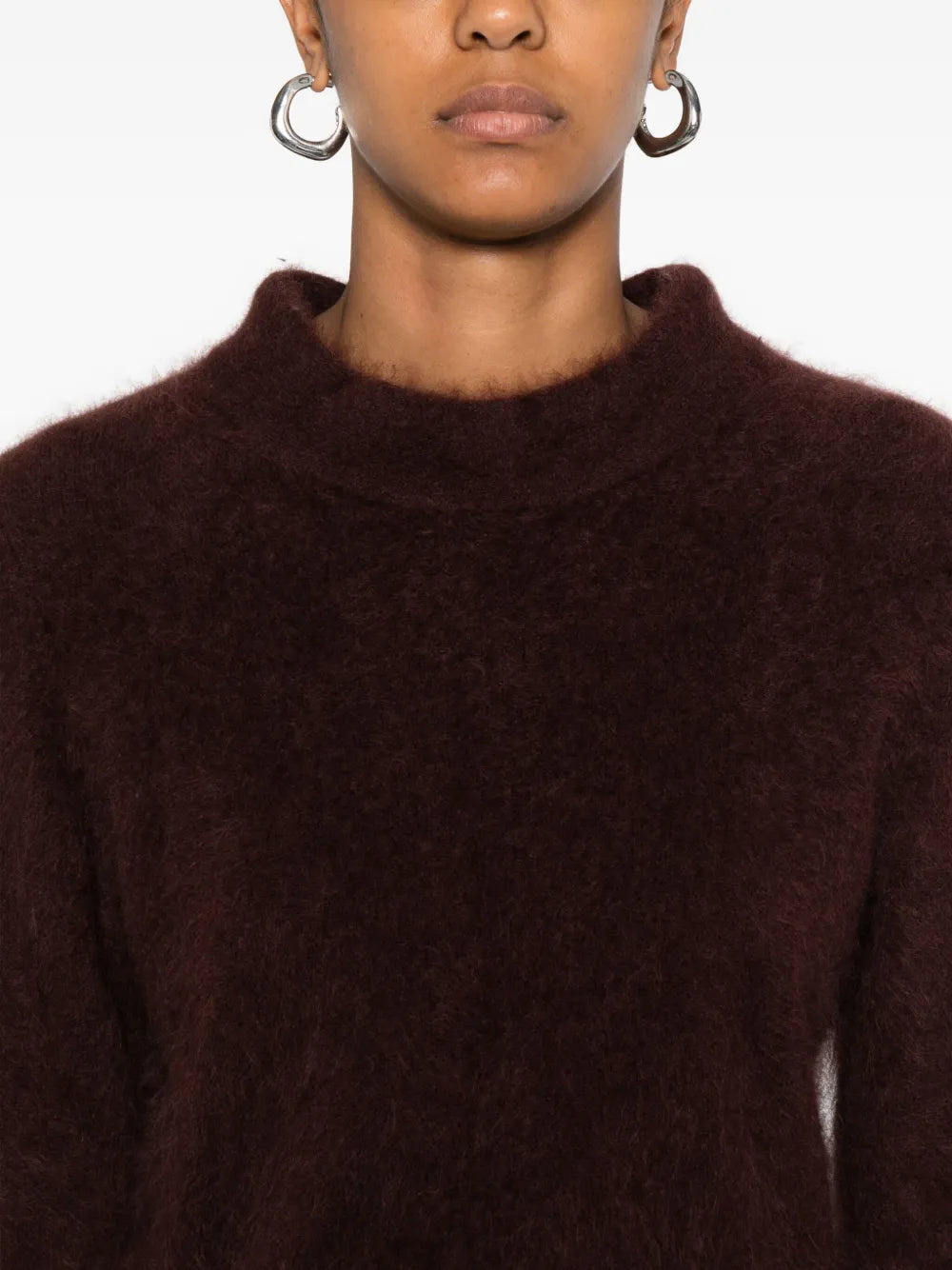Fluffy statement pullover, dark chocolate
