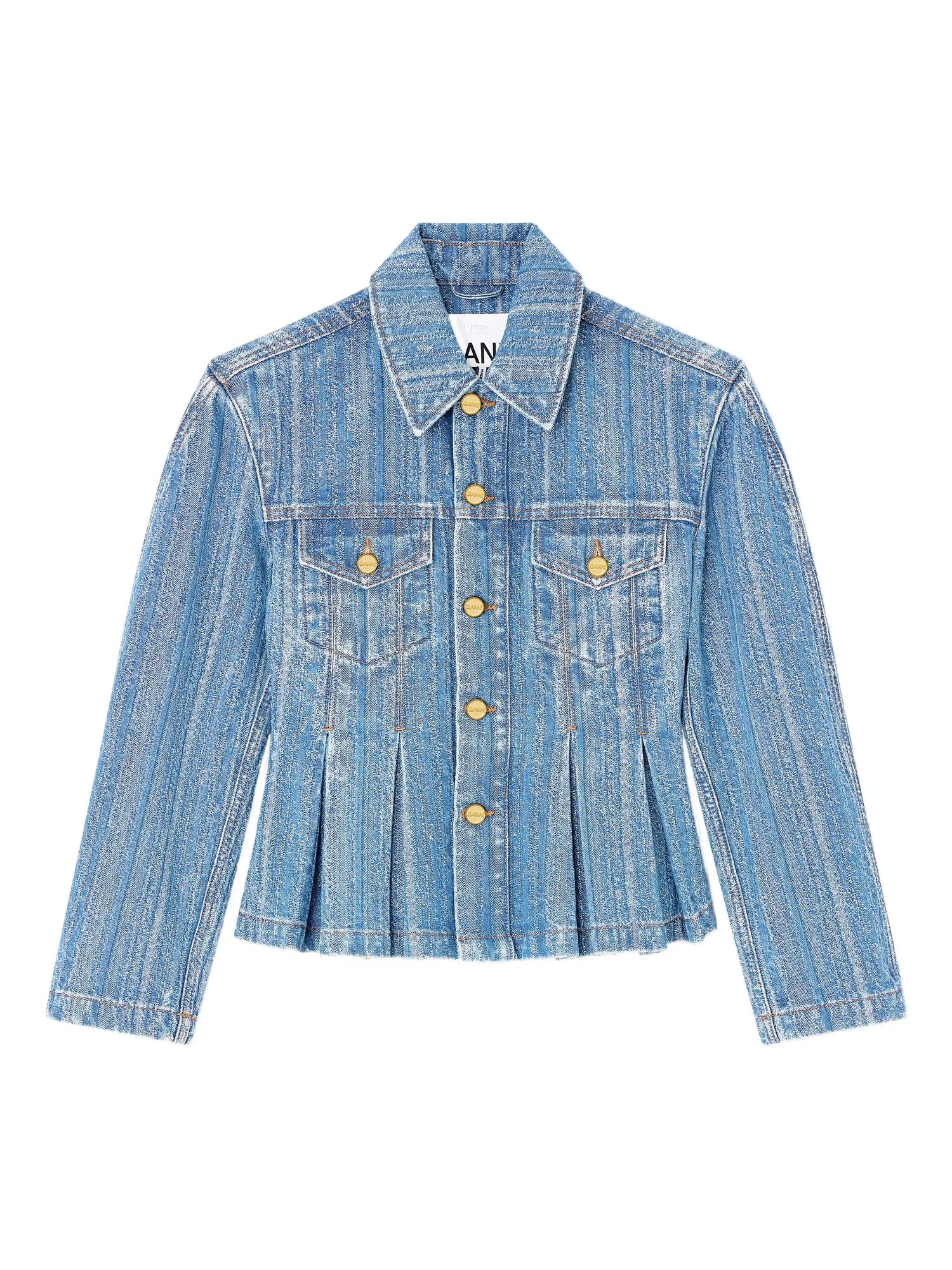 Structured denim fitted jacket, stone blue
