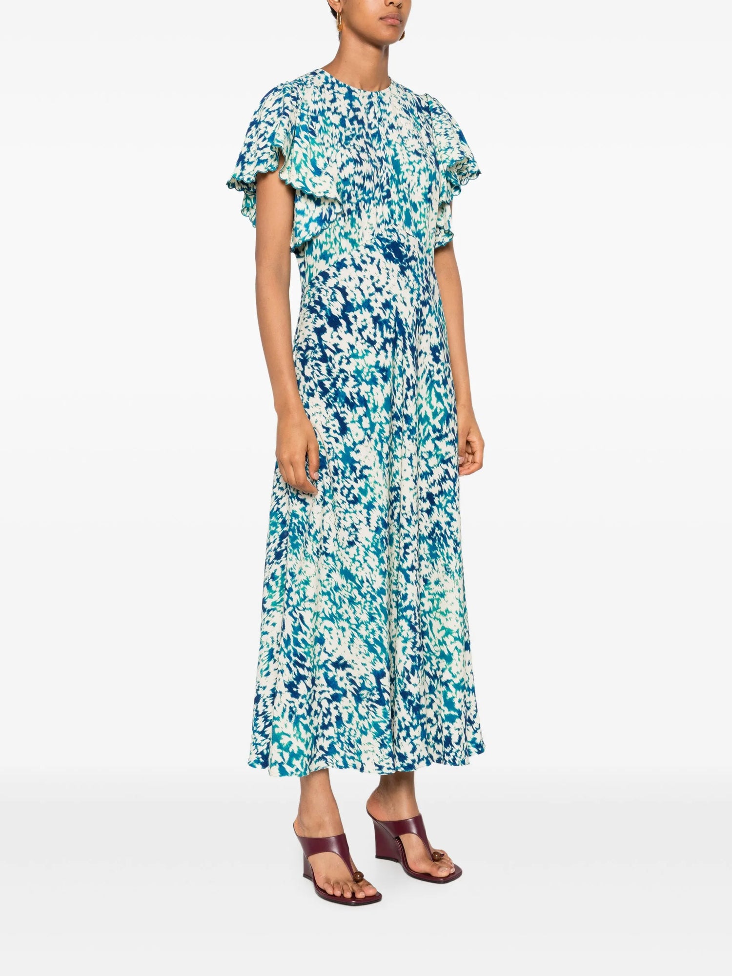 Blithe Flutter Sleeve Midi Dress, Atlantic