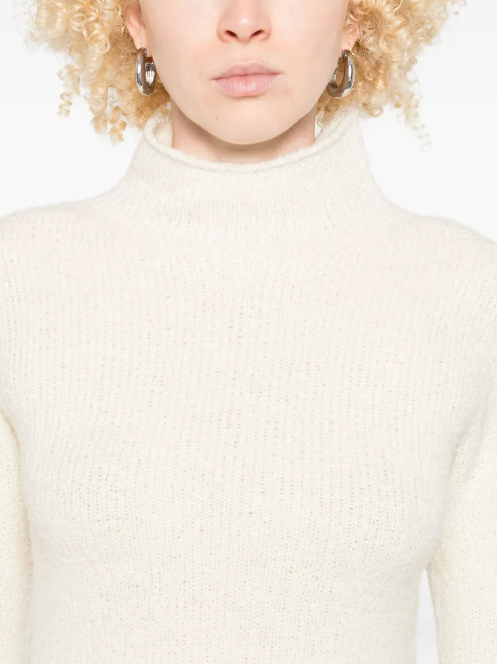 Bouclé turtleneck, ivory