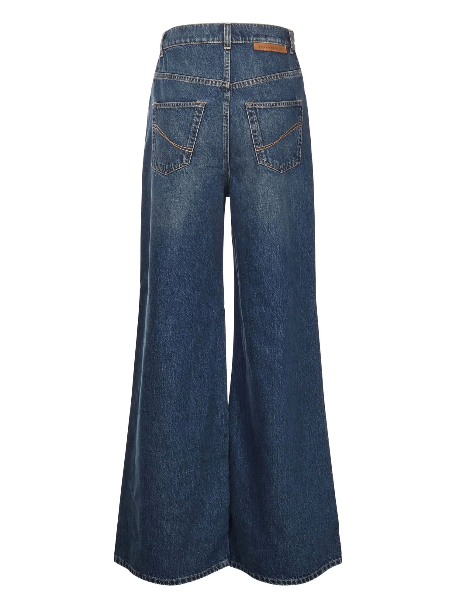 Wide high waist leg jeans, dark blue