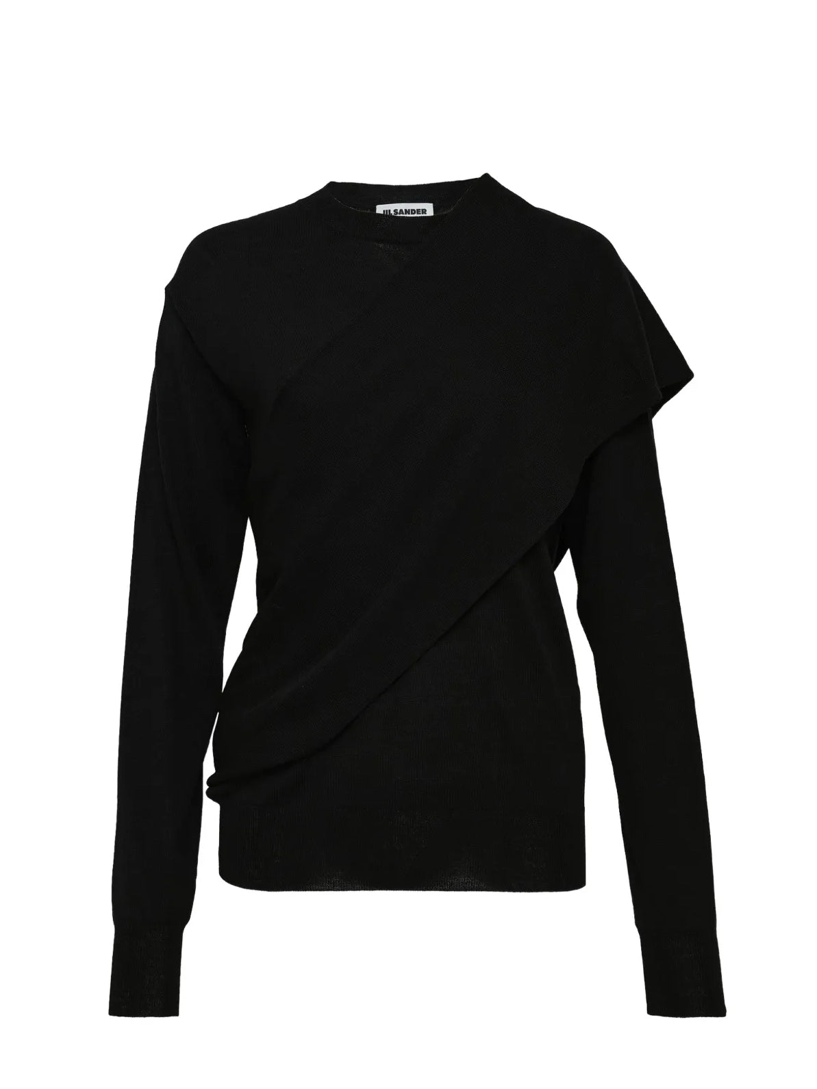 Draped panel sweater, black