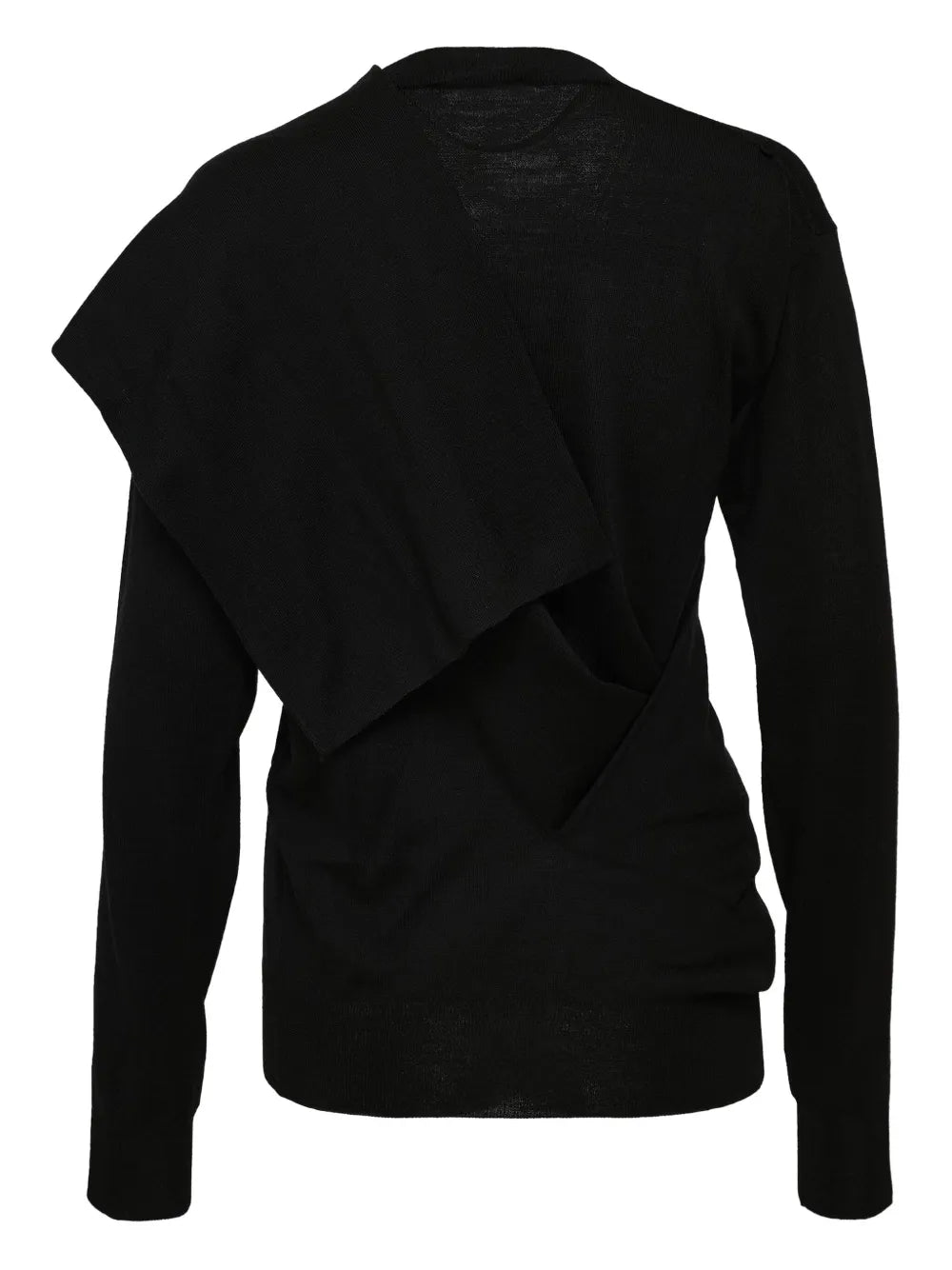 Draped panel sweater, black