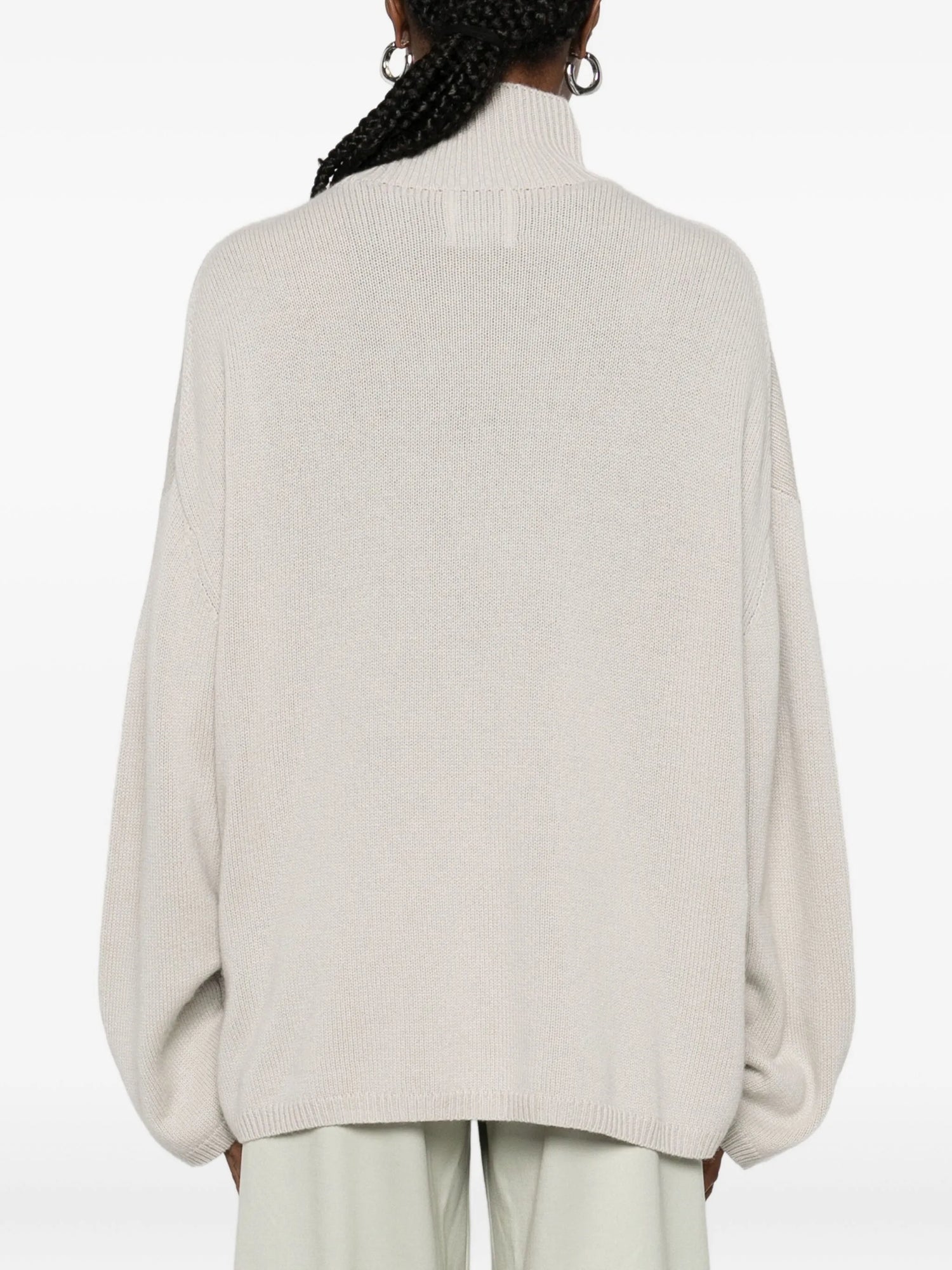 Cashmere mockneck sweater, chalk
