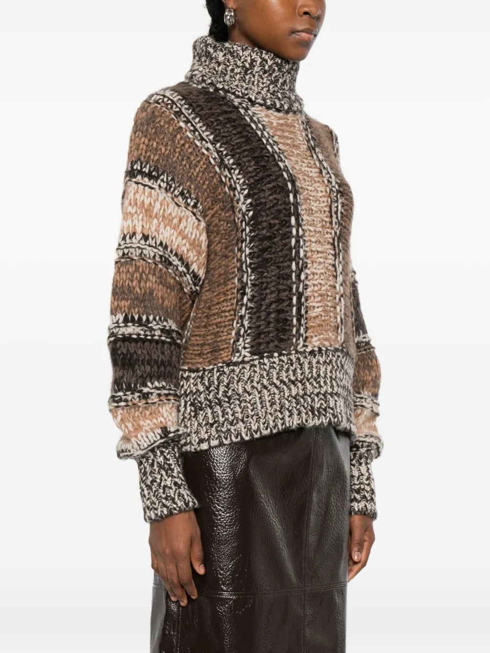 Mouline knit turtleneck, brown