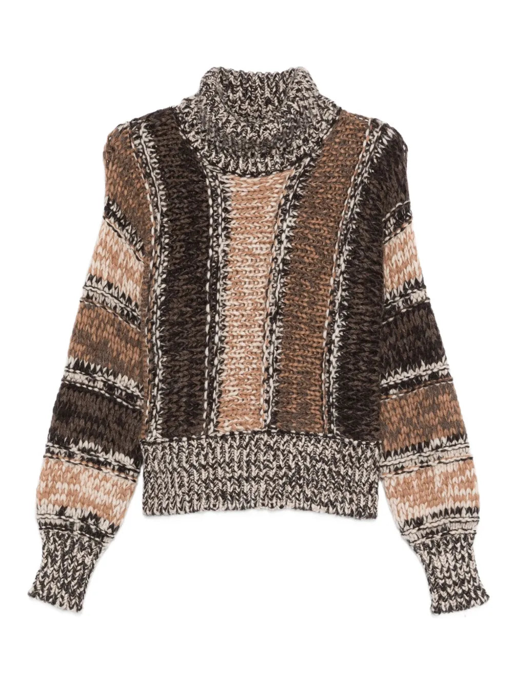 Mouline knit turtleneck, brown