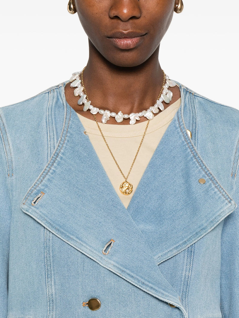 Cavalry denim jacket double breasted, light blue