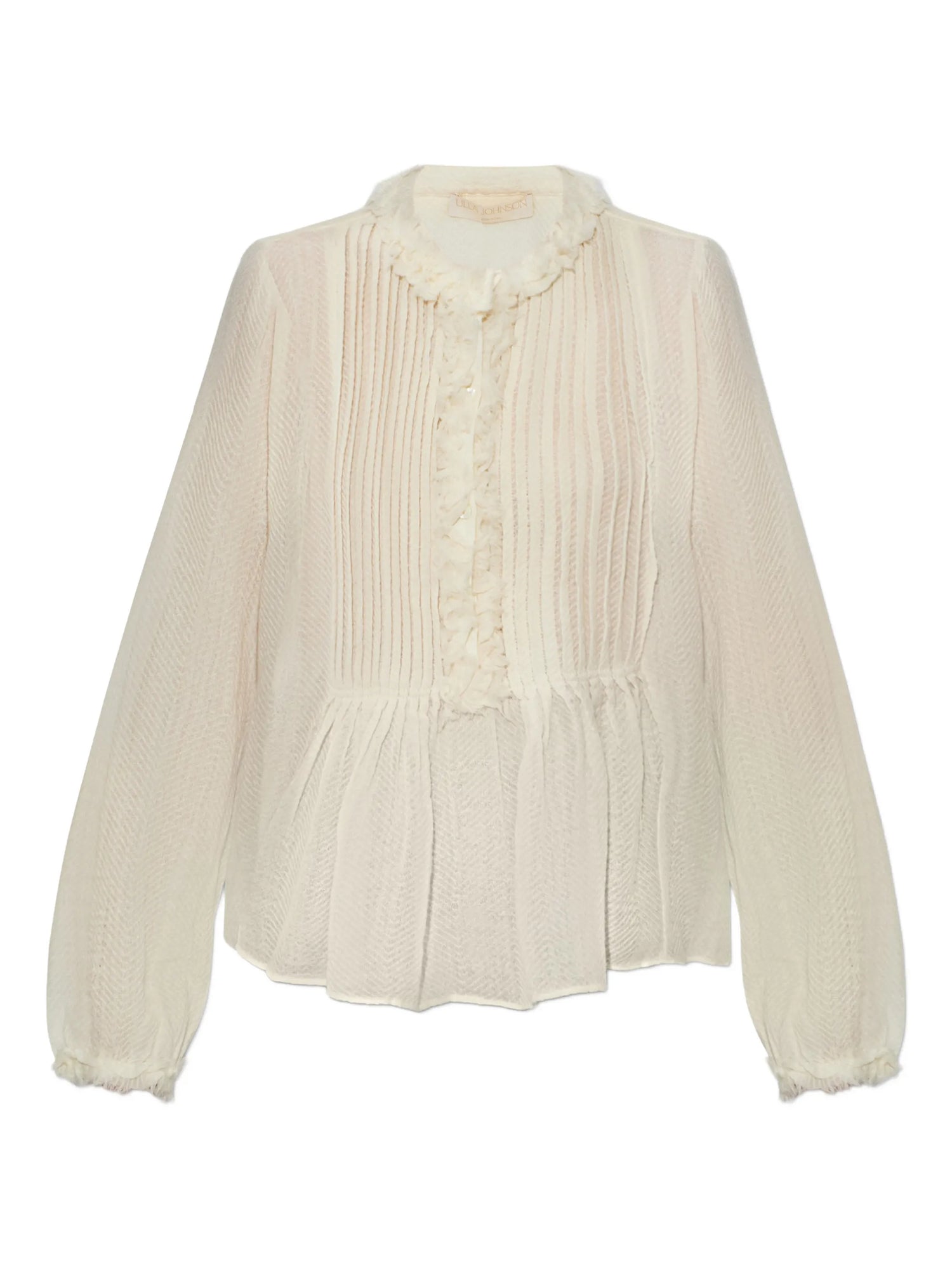 Adriel long sleeve wool blouse, ivory