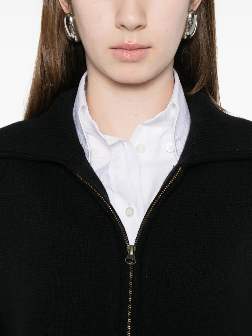 Gardenia cashmere zip cardigan jacket, black