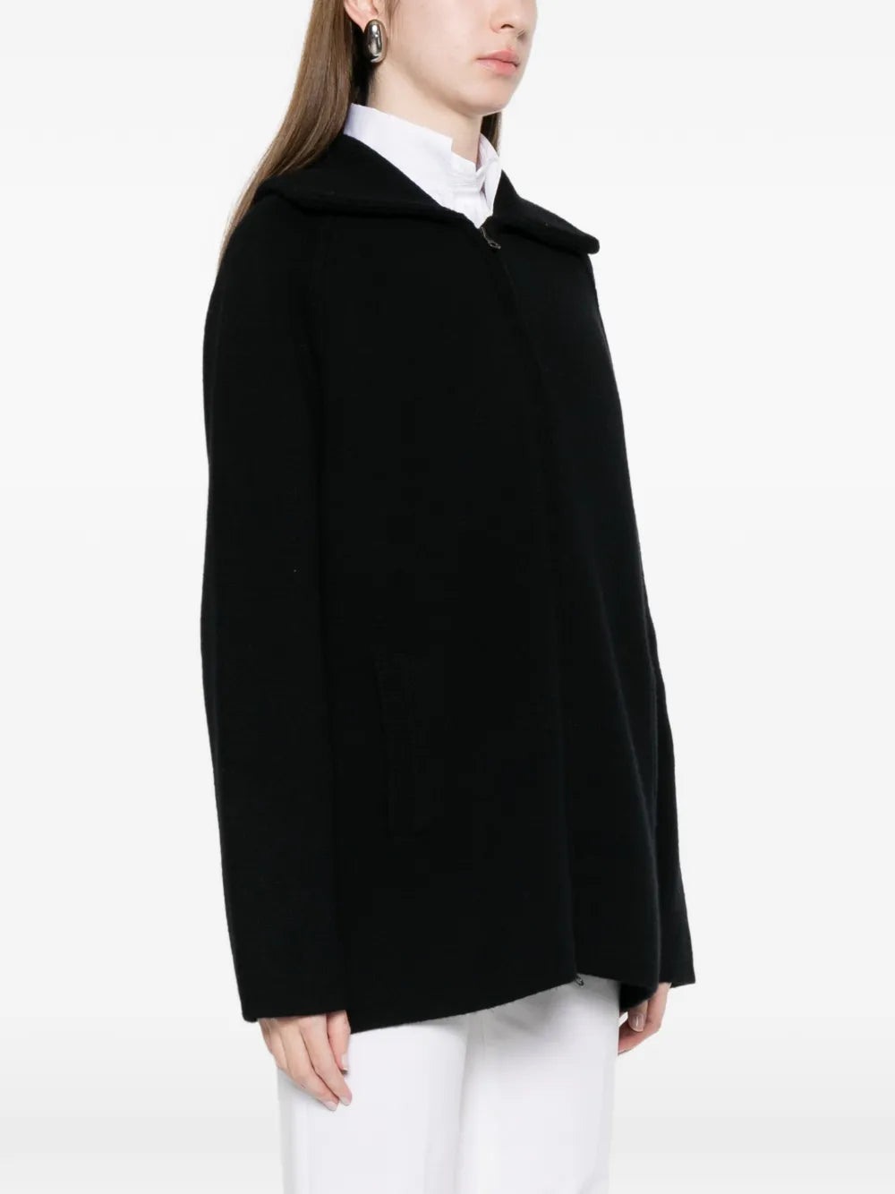 Gardenia cashmere zip cardigan jacket, black