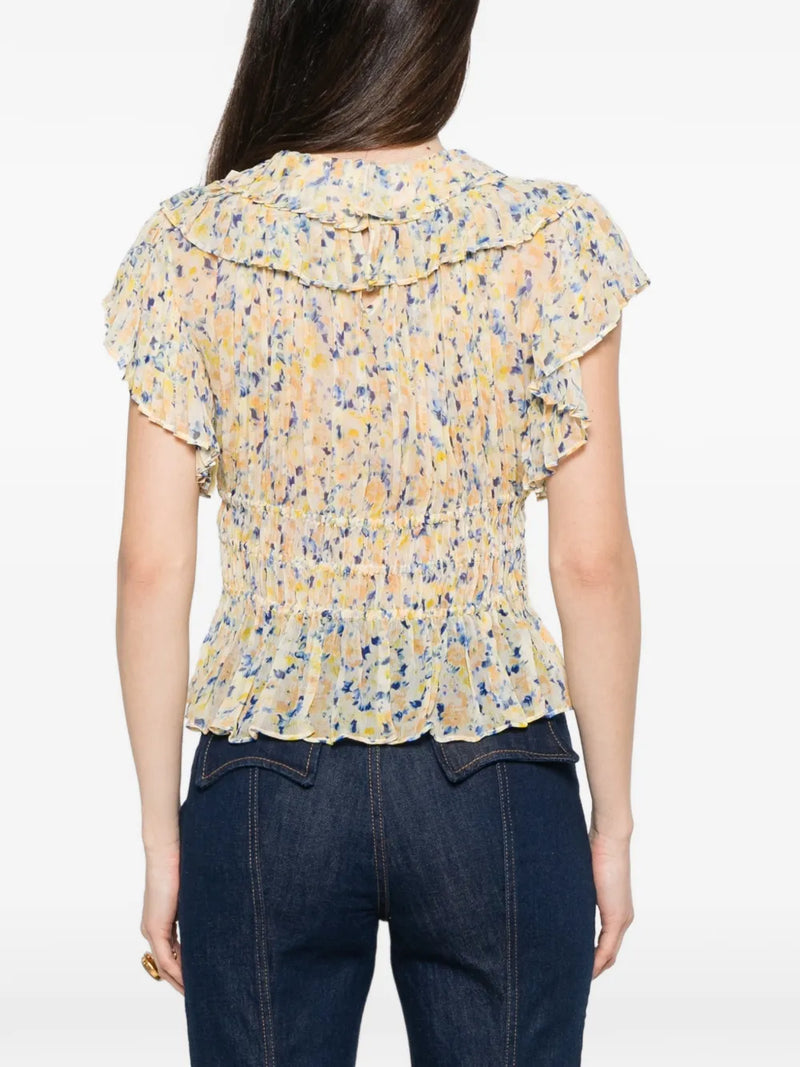 Athene silk top, yellow