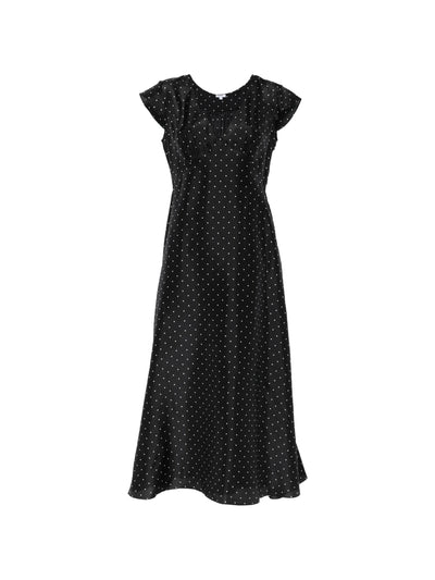 Polka dot silk dress, black