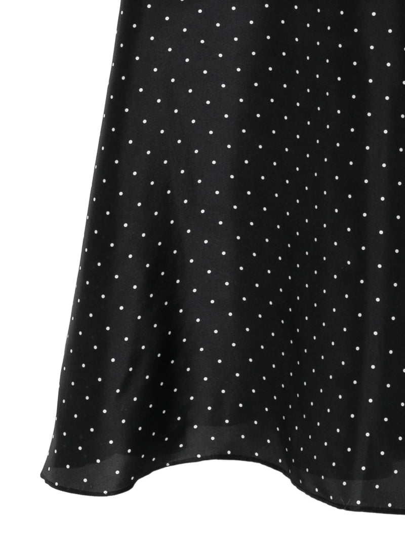 Polka dot silk dress, black