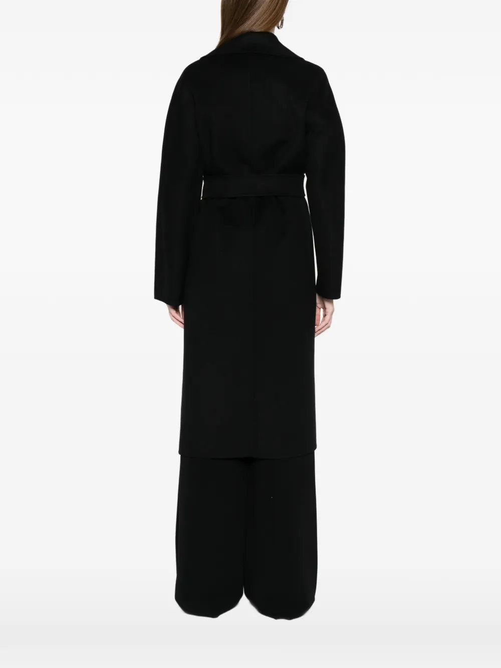 Cles wool-silk wrap coat, black